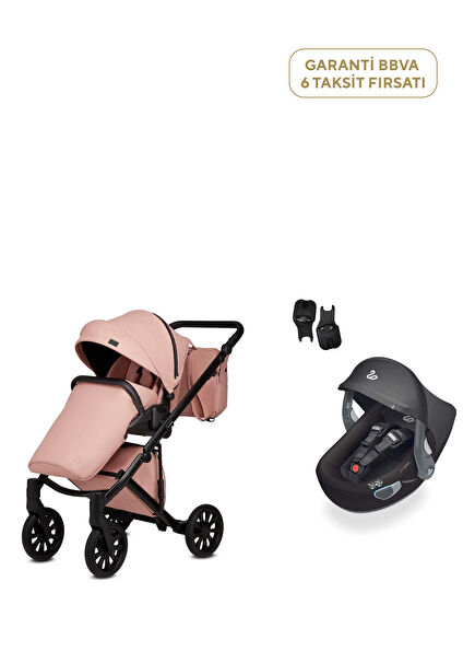 E/Type Peach Travel System Stroller and Adapter-driven Car Safety Seat