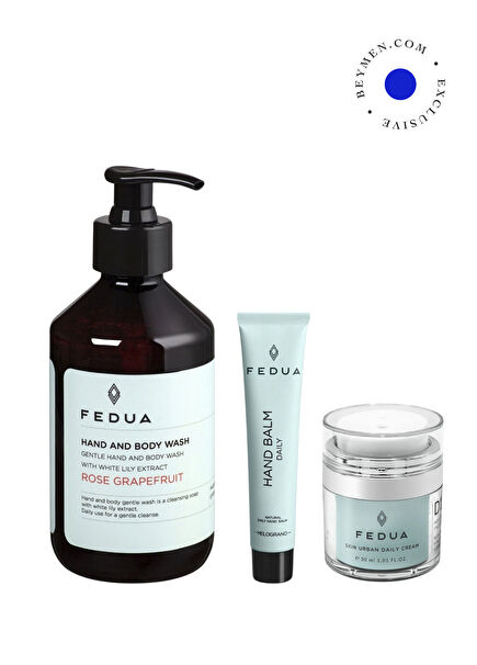 Skin Urban Daily Face Cream 30 ml + Hand Balm Daily Melograno Hand Cream 45 ml + Hand And Body Wash Rose Grapefruit Shower Gel 300 ml Skin Care Set