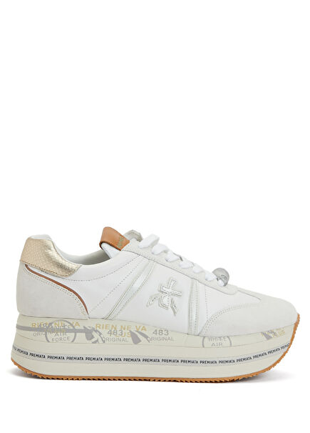 Beth White Ecru Women's Leather Sneakers