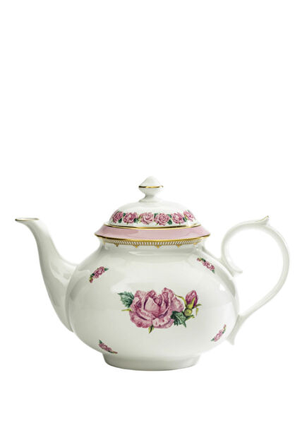 CoM Shell Garden Rose Enamel Teapot