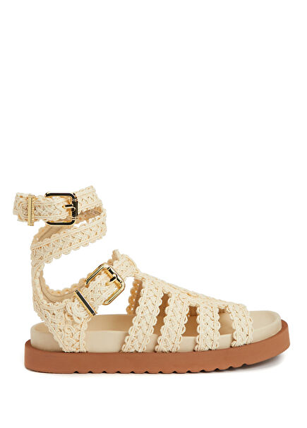 Goldie Gladiator Bej Kadın Deri Sandalet
