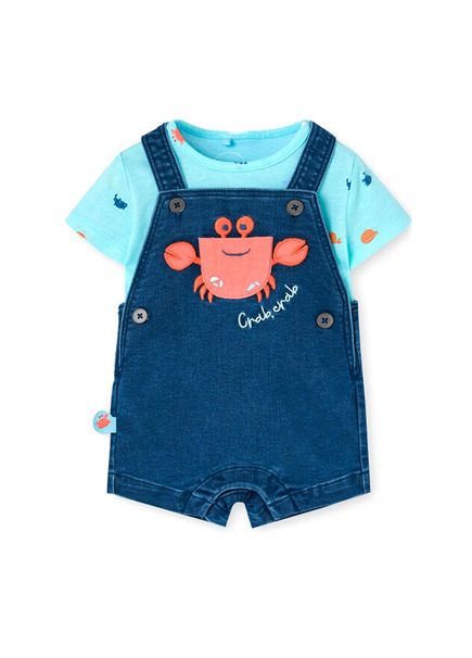 Renkli Kısa Kollu T-Shirt Tulum Erkek Bebek 2'li Set