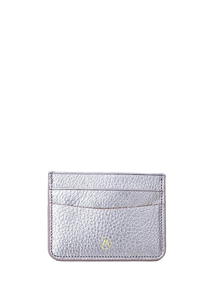 Silver Leather Mini Girls' Card Holder