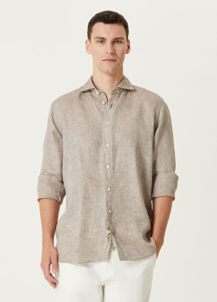 Koyu Kahverengi Keten Gömlek