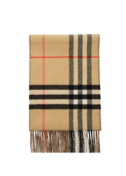 Double Ekd Patterned Beige Cashmere Double Sided Women's Scarf