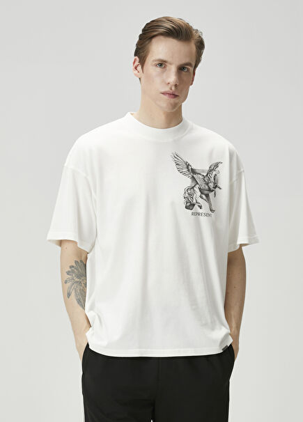 Krem Baskılı T-shirt