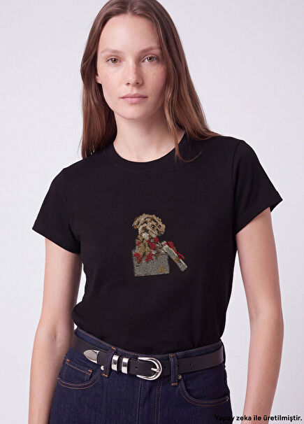 Fitted Black Hotfix Dog T-Shirt