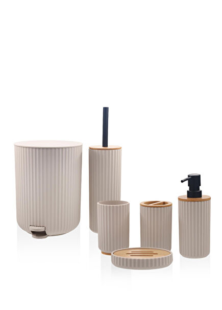 Stripe Cream 6 Piece Bathroom Set