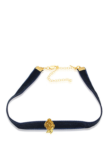 Peony 24 Ayar Altın Kaplama Kadife Kadın Choker