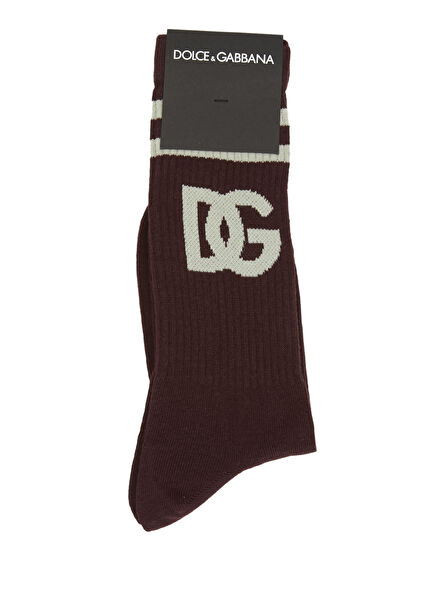 Burgundy logo jacquard men's socks