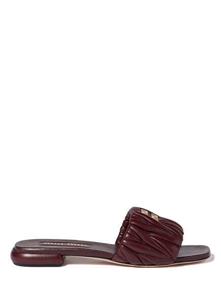 Matelassé Burgundy Nappa Leather Women's Slippers