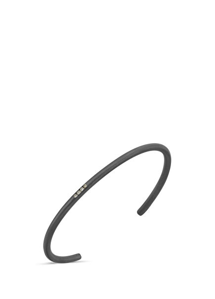 Kahve Pırlantalı Siyah Rodyum Kaplama 925 Ayar Gümüş Erkek Bileklik