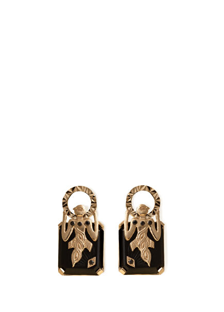 Birdman Onyx Gold Earrings