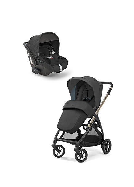 Electa+ Upper Black Tek Elle Katlanabilen Çift Yönlü Bebek Arabası ve Yatabilen Ana Kucağı Set