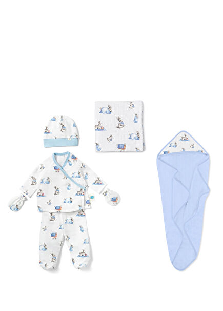 %100 Bebe Lapin Mavi Yenidoğan Set