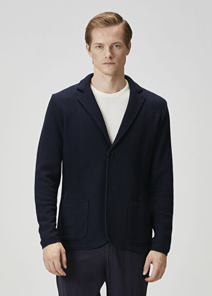 Navy Blue Knit Jacket