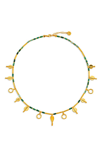 Jadeite Queen of Troy Women's Gold Plated Necklace