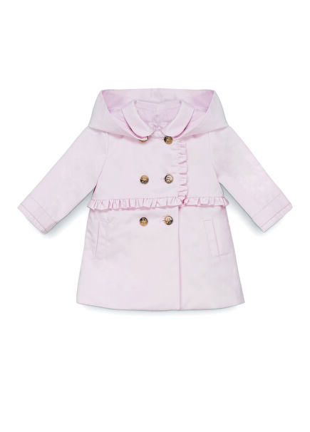 Pink Hooded Girls' Trench Coat