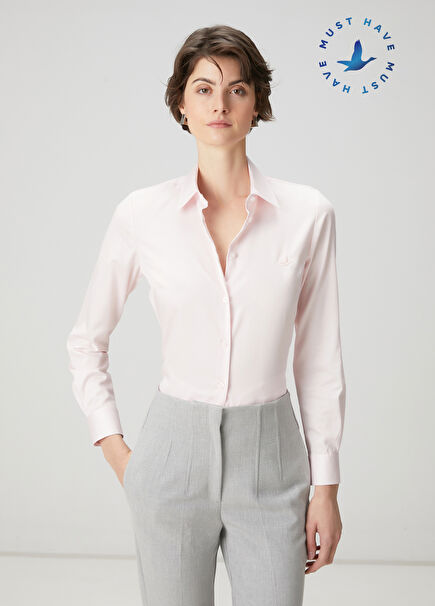 Non-Iron Slim Fit Pink Shirt
