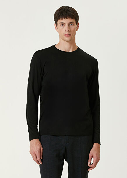 Siyah Uzun Kollu Yün T-shirt