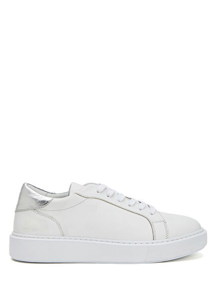 Beyaz Silver Kadın Deri Sneaker