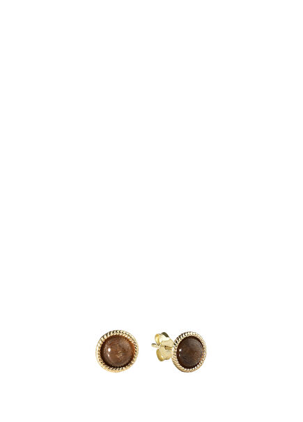 Sweet Gold Sunstone Doğal Taş 14 Ayar Altın Kadın Küpe