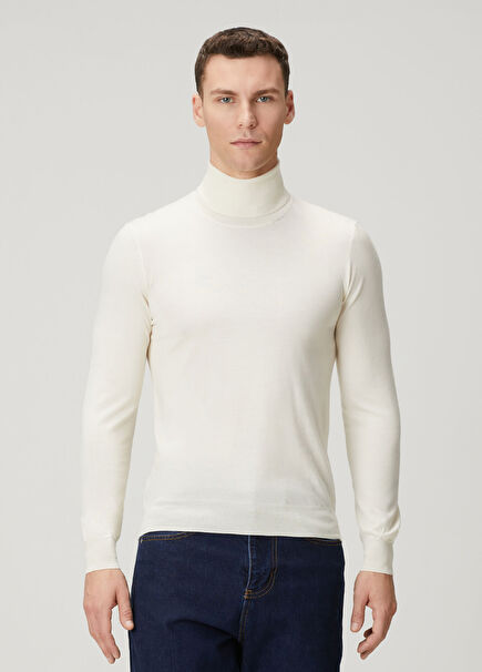 Naturel Balıkçı Yaka Kazak