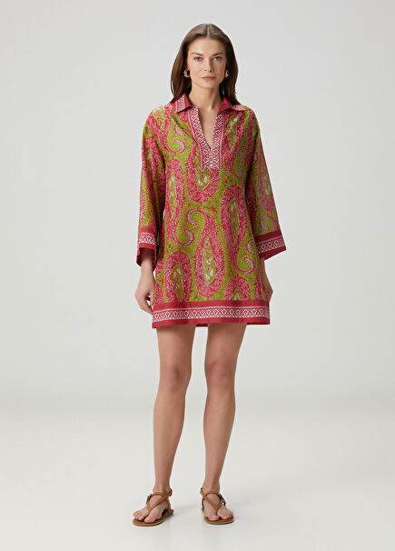 Çok Renkli Desenli Kaftan