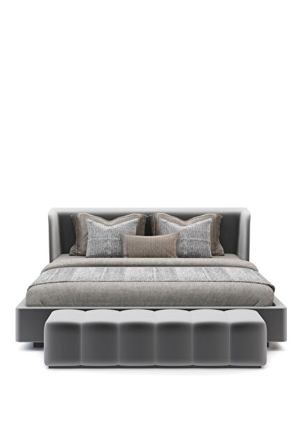 Fly Gri Kumaş Yatak Ünitesi 180cm