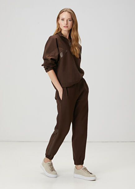 Brown Piping Detailed Sweatpants