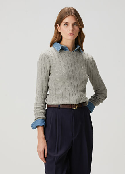 Grey Cable Knit Sweater