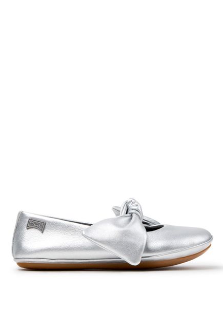 Right Grey Leather Girl Flats K800702-002