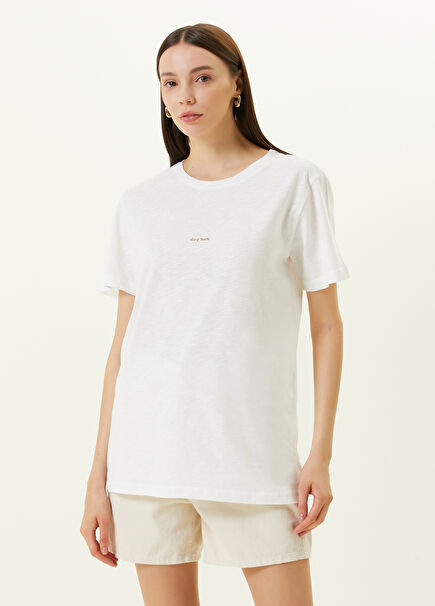 Dog Mom Baskılı Beyaz Oversize Kadın T-shirt