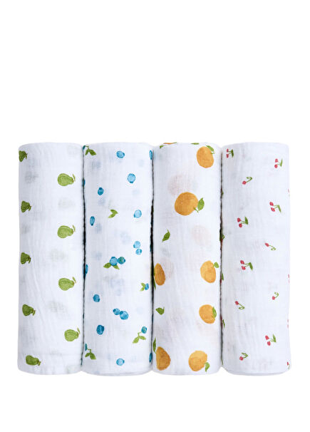 Fresh Fruit Organic Cotton Muslin Set of 4 Baby Blankets