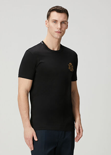 Siyah Logo Patchli T-shirt