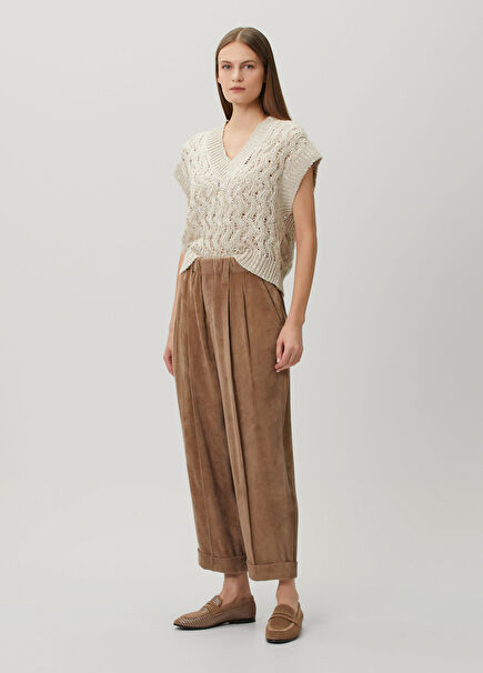 Brown Pleated Corduroy Trousers