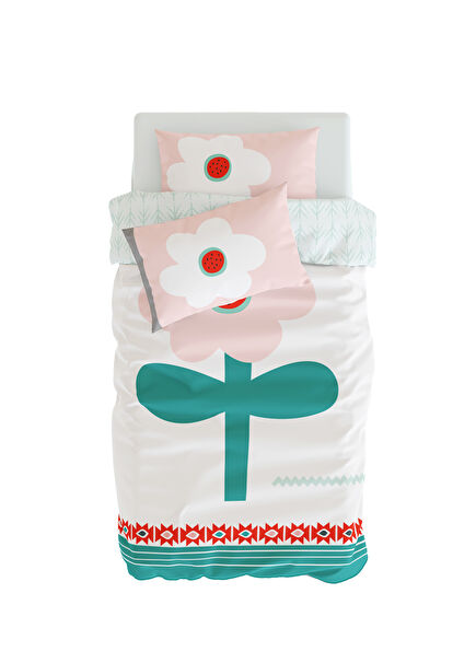 Big Flower Cotton Satin Baby Kids Duvet Cover Set 100 x 150 cm