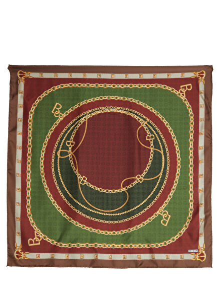 Multicolored Monogram Patterned Silk Scarf