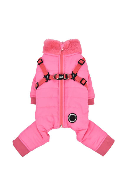 Everson Dog Jumpsuit Pembe Tasmalı Köpek Tulumu 