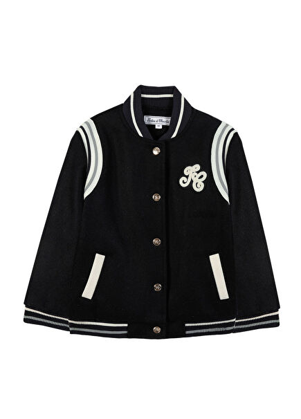 Lacivert Yün Kız Çocuk Bomber Ceket