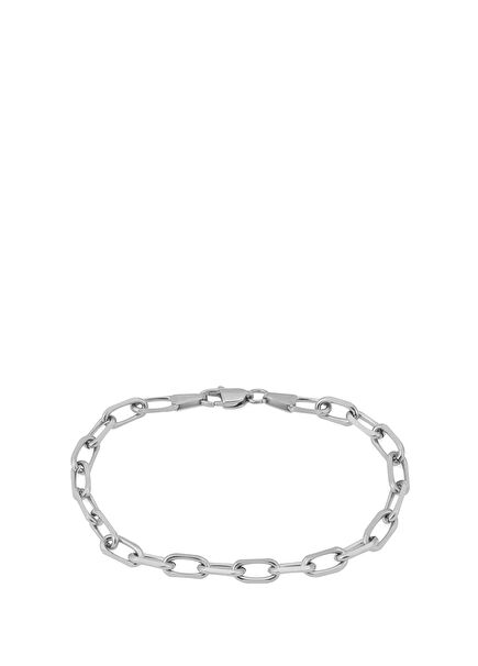 Forsa Gümüş Kaplama Çelik Zincir Erkek Bileklik