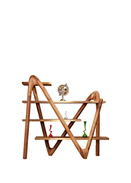 Alien Bronz Detaylı Ceviz Kitaplık