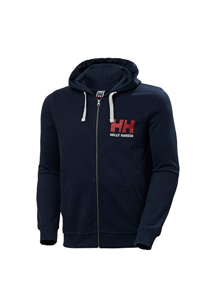 Navy Blue Men's Hoodie with Logo Full Zip Hood