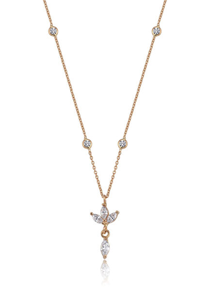 Minimal 14K Gold Women's Necklace with Lotus Motif