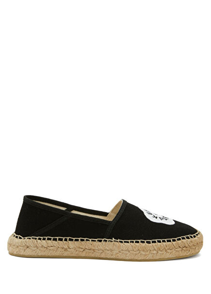 Black Logo Embroidered Women's Espadrilles