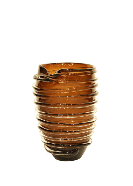 Modern Glass Vase with Brown Ring Form 32 cm