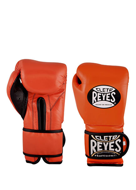 Orange Leather 14oz Boxing Gloves