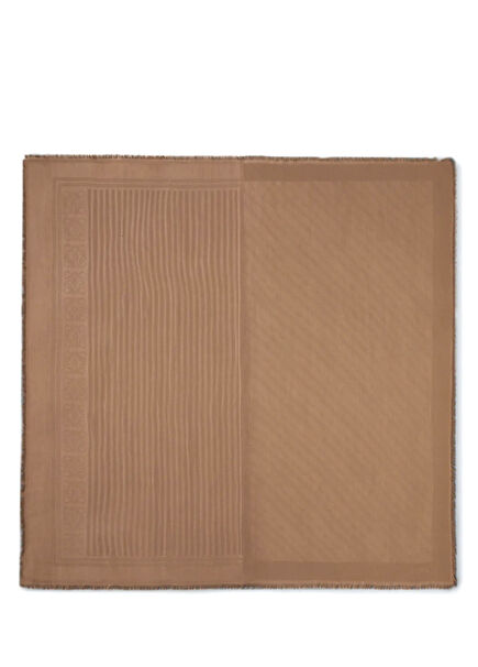 Light Brown Logo Jacquard Women's Wool Scarf