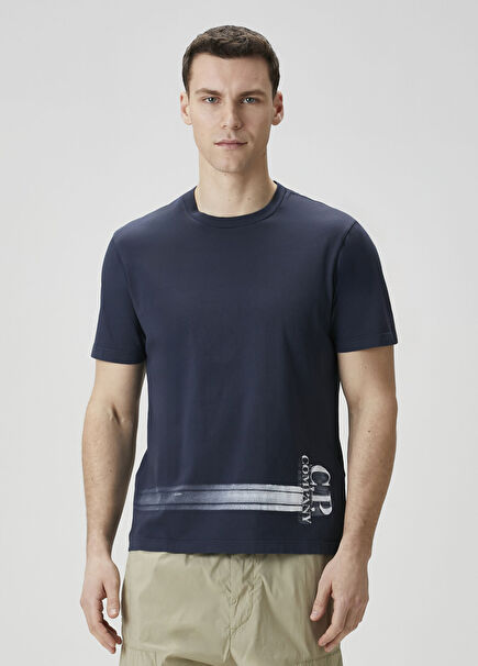 Lacivert Logo Baskılı T-shirt