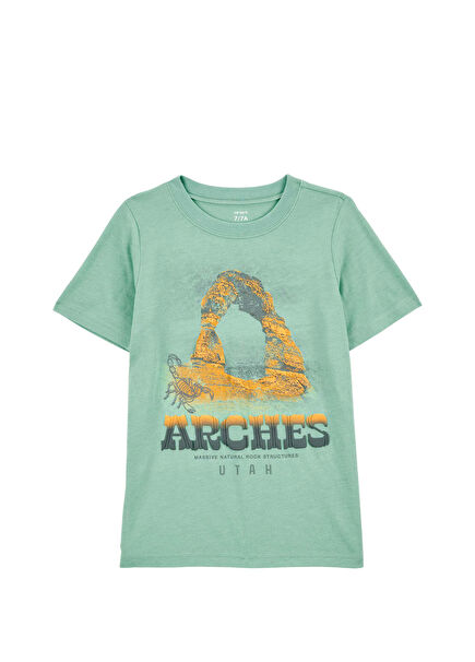 Yeşil Kısa Kollu Erkek Çocuk T-shirt
